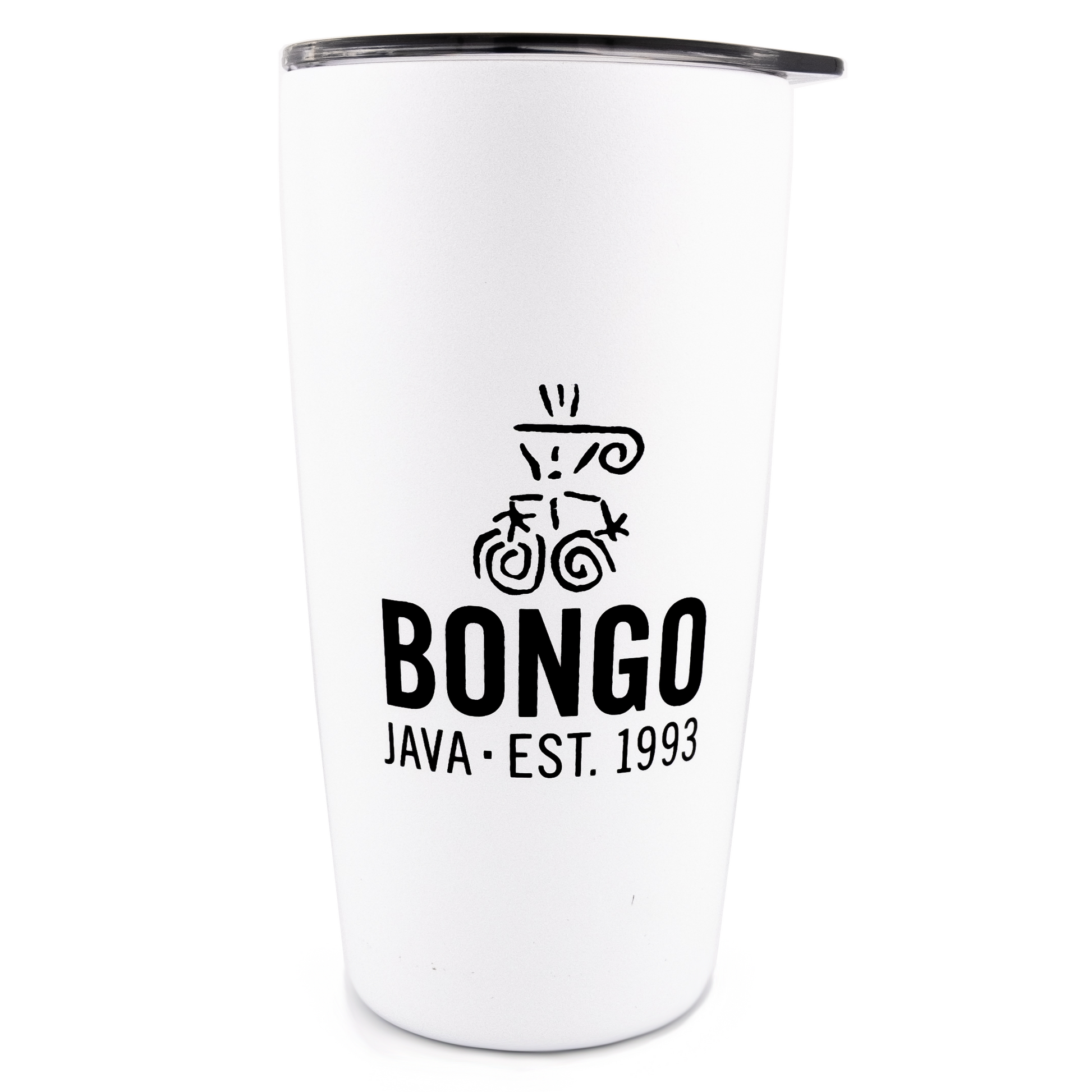 Bongo Java 16 oz Tumbler with Slide Lid (White) - BongoJava.com
